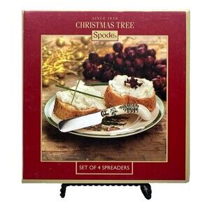 Spode Christmas Tree Set of 4 Spreaders Cheese Butter Table Decor Holiday NEW